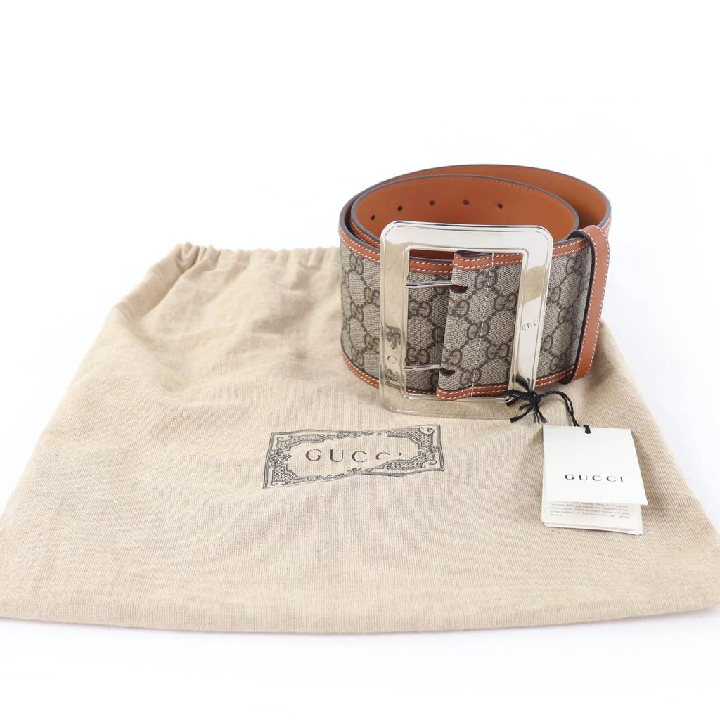 Pristine GUCCI Belt GG Supreme Wide Belt Brown GG Supreme Women 718505 Used