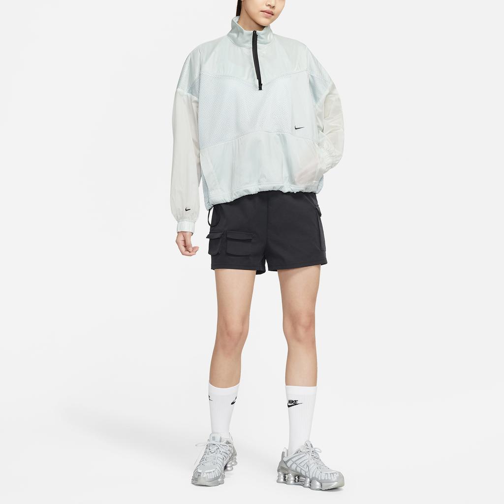 Nike Sportswear Tech Pack Half Zip Stand Collar Mesh Semi Transparent Woven Loose Jacket Women Jacket Limestone CZ9788-019
