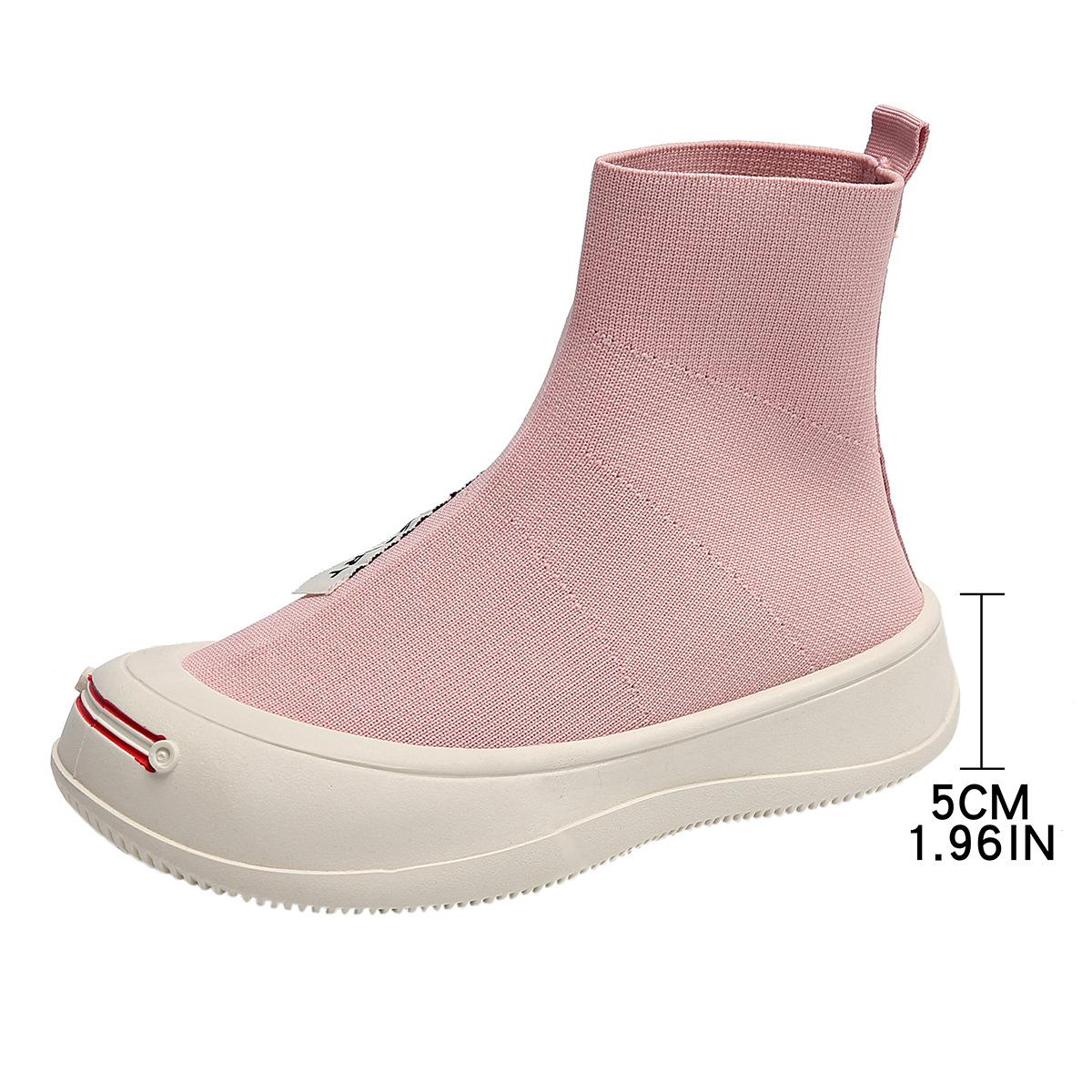 

Fashion Women s breathable thick-soled sneakers, casual slip-on shoes, knitted sneakers, women s tennis sneakers, summer sock shoes 35 ярко-розовый