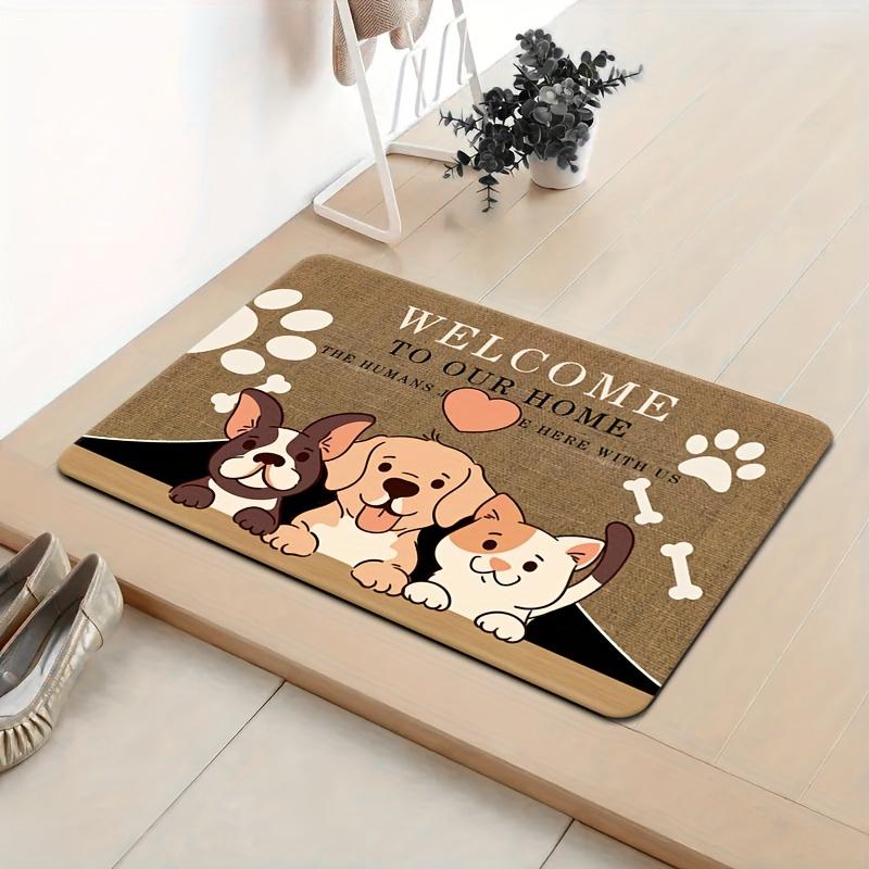 1 Stück Bodenmatte mit Hunde- und Katzenmuster, moderner Küchenteppich aus Polyester, rutschfest, bunt, für den Innenbereich, für Badezimmer, Schlafzimmer, Wohnzimmer, Dekoration