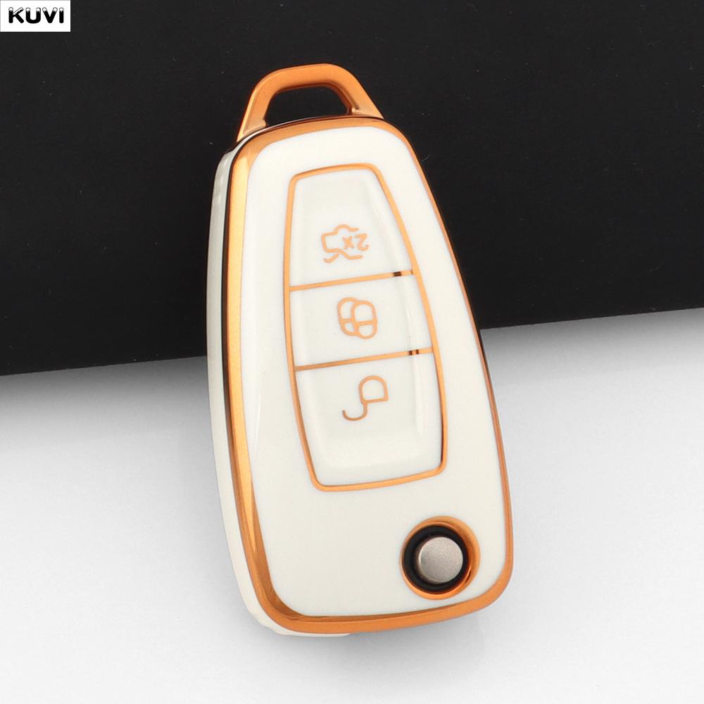 

Fashion Tpu Car Flip Key Case Cover Shell Holder Fob For Ford Ranger C-Max S-Max Focus Galaxy Mondeo Transit Tourneo Custom