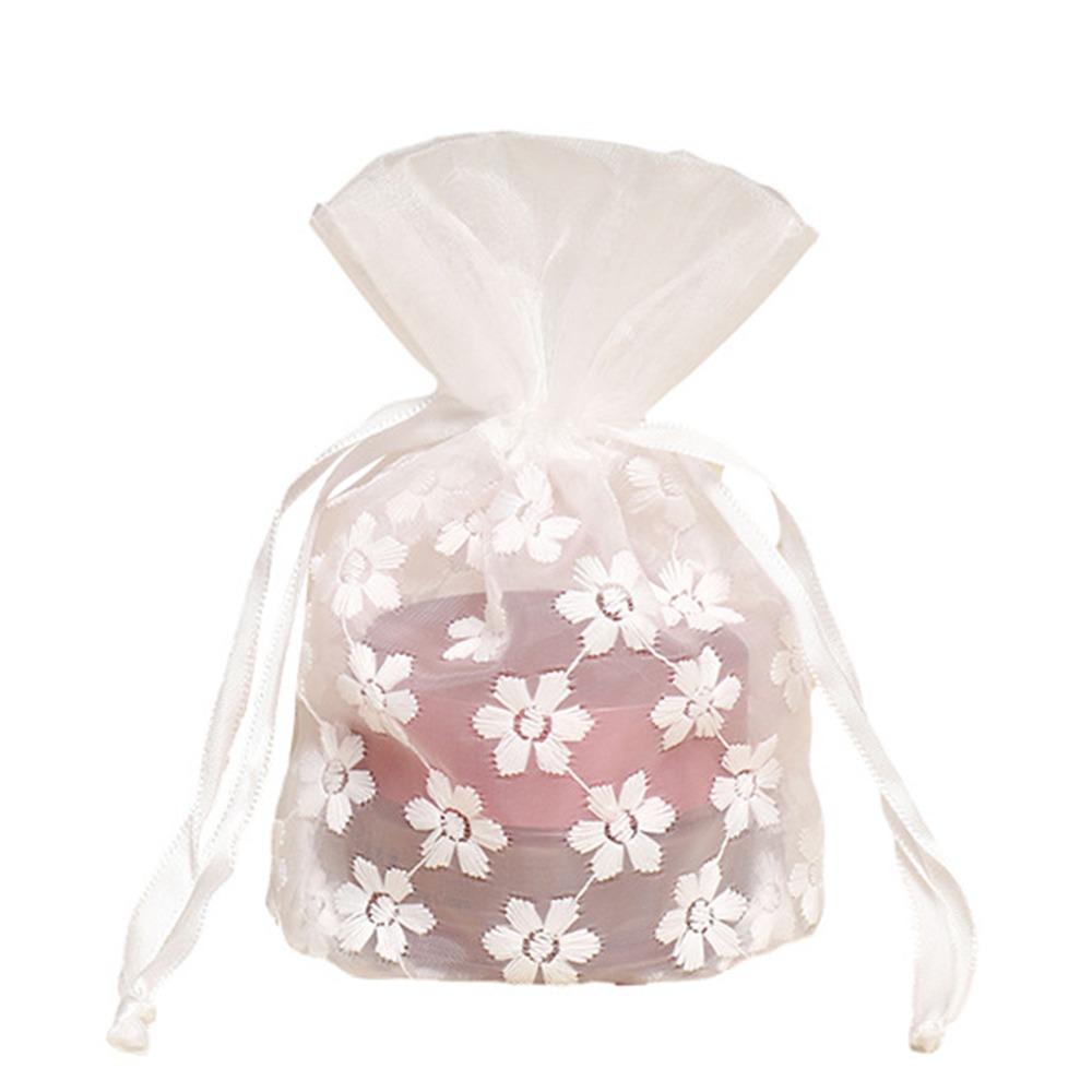 

Многоразовая Белая Подарочная Сумка Мешочек из Марли Упаковочный Мешок для Хранения Мешочек для Упаковки Фестивальных Подарков Упаковка для Украшений 5x5x5cm