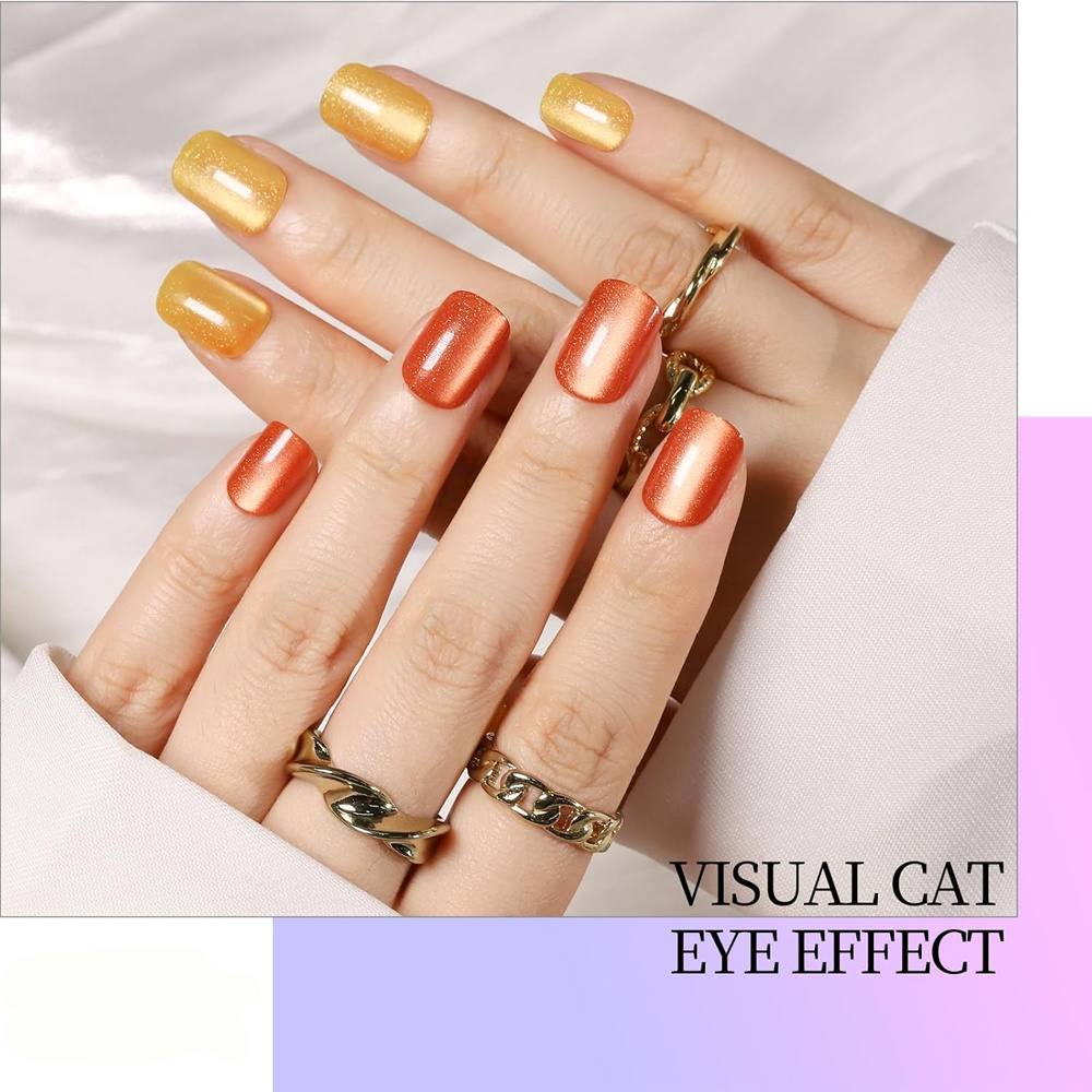 288Pcs Chic French Cat Eye Press On Nail 24 Different Colors French Cat Eye Fake Nail Office Appropriate Cat Eye False Nail