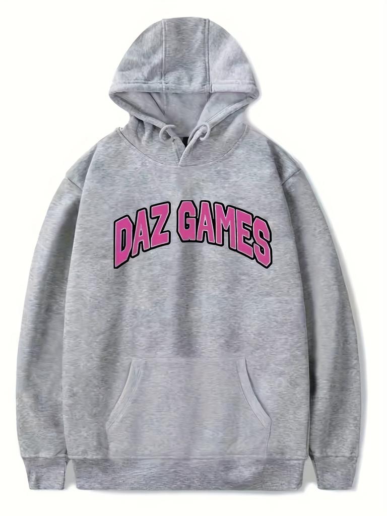 Daz Games Casual Polyester Pullover with Drawstring Hot Stamping and Relaxed Fit for Men and Women Sweater Hoodie