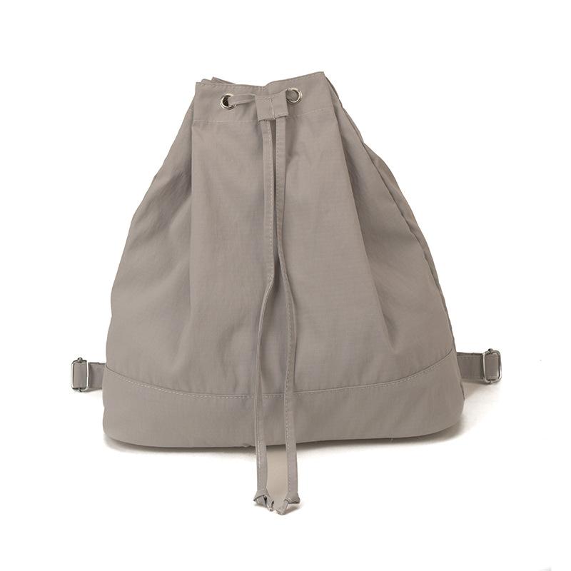 Schoolbag Korean ins Simple Couple Bag Large Capacity Bucket School Bag Nylon Backpack Drawstring Strap One Shoulder Crossbody Bag