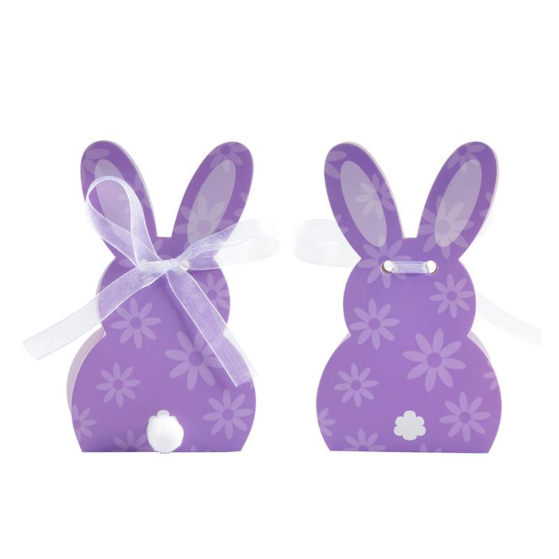 WTEMPO DIY Ribbon Bow Gift Boxes Cute Rabbit Design Easter Foldable Printed Paper Baskets Spring Party Wedding Birthday Festive Decor Treat Boxes