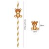 20Pcs Teddy Bear Paper Straws Cute Brown Pink Bear Disposable Drinking Straw Kids Birthday Baby Shower Party Decoration Supplies
