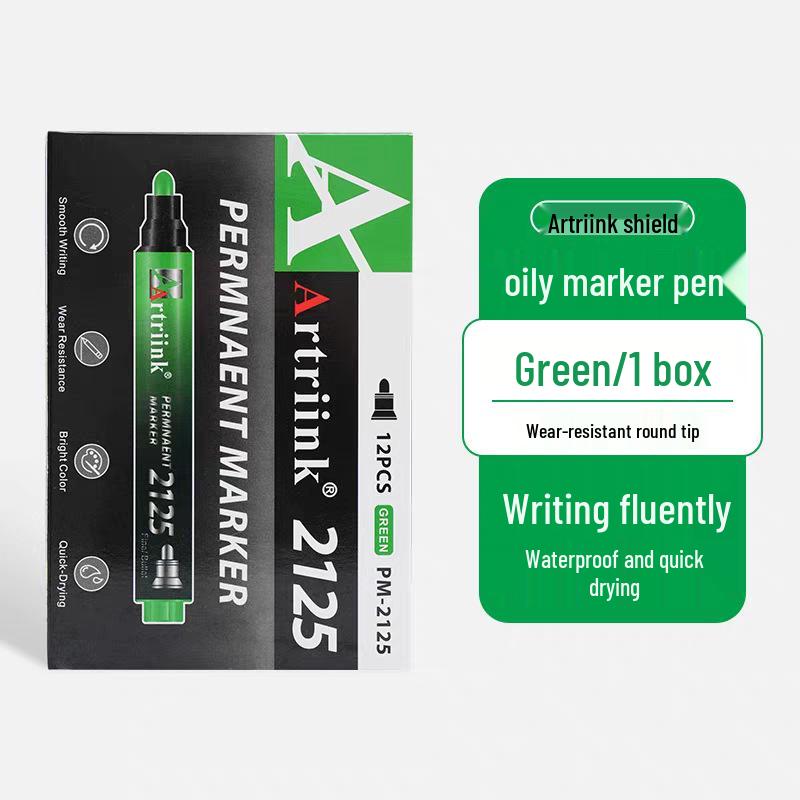 Waterproof, Oil-Proof Permanent Marker, Non-Fading, White Oil-Based, Erasable Green Thick-Head & Red Highlighting Pen