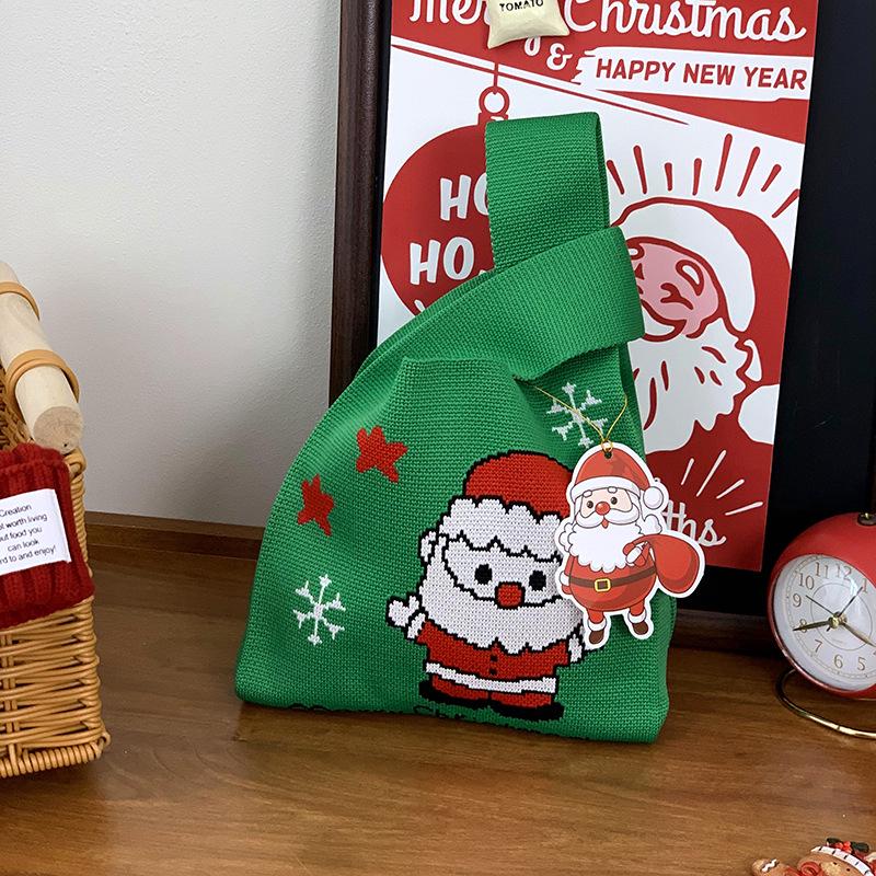 Festive Christmas Knit Tote Bag: Creative Handbag for Gifts & Candy