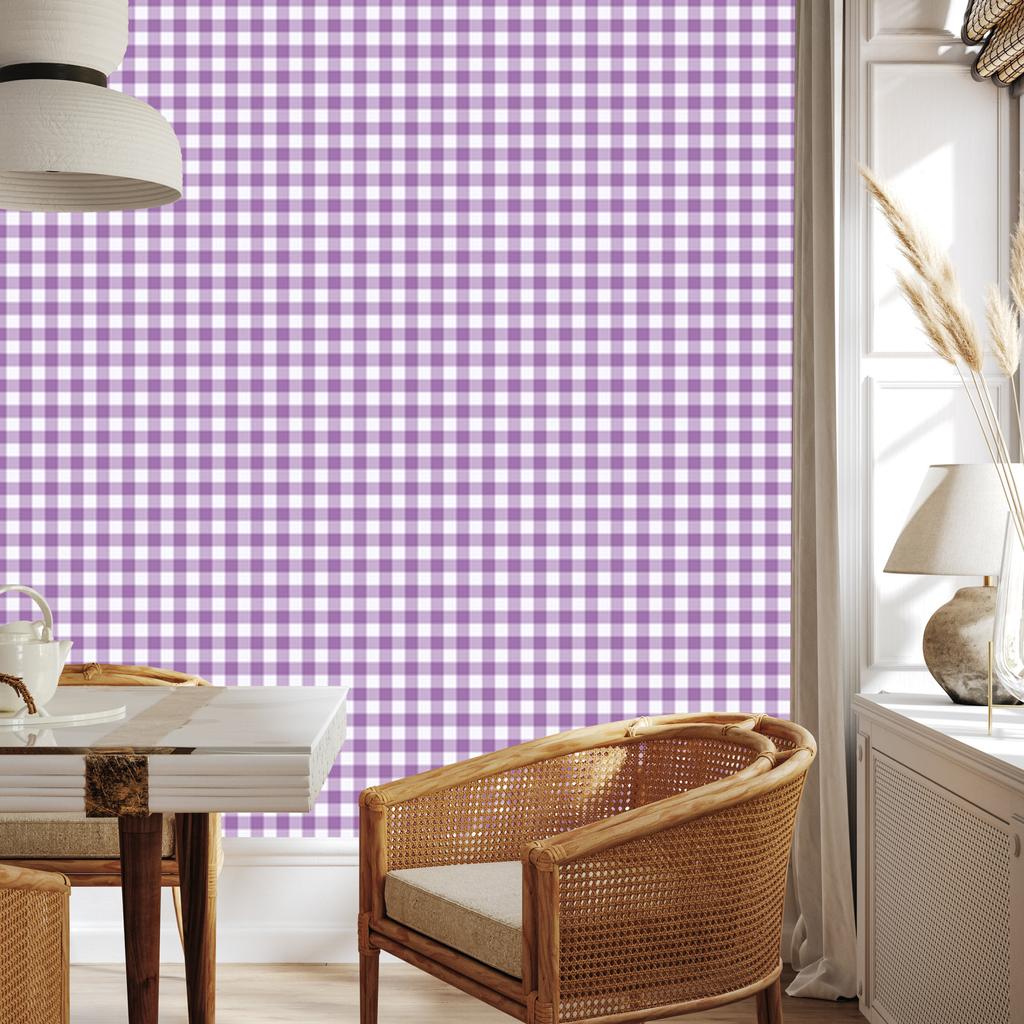 Wallpaper Fabric Pattern Purple, Lavender, White and Light Gray 50x1000