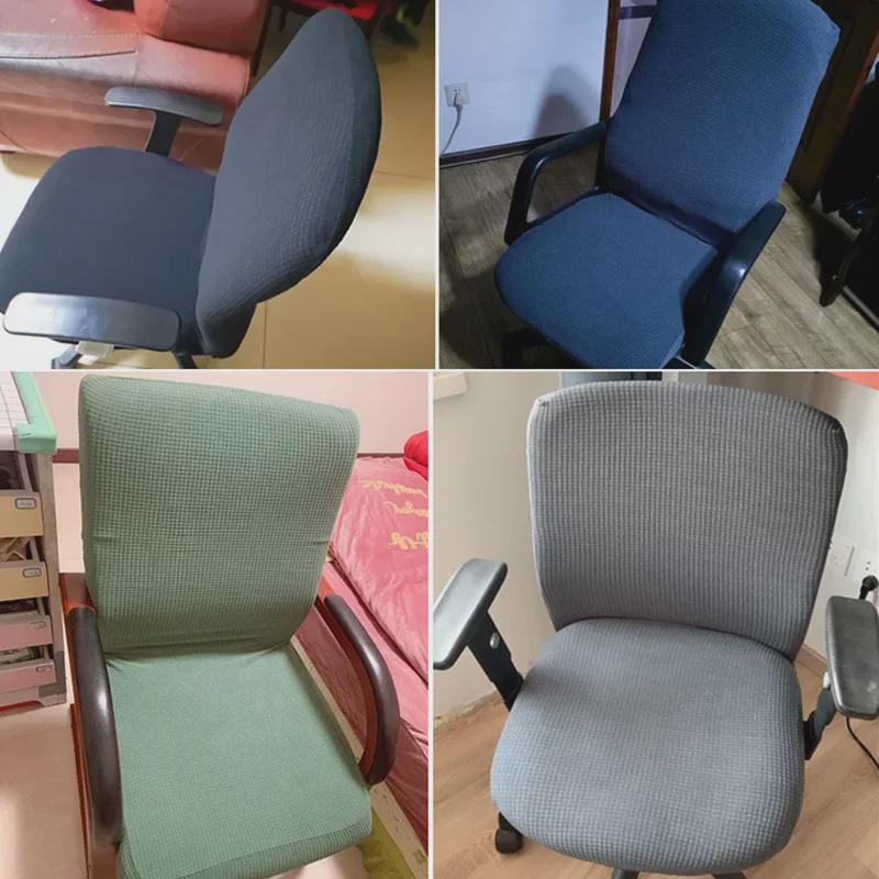 Office Chair Cover Set: Includes Elastic Covers for Swivel, Boss, and Conference Room Chairs, with Seat Cushion, Back, and Armrest Protection.