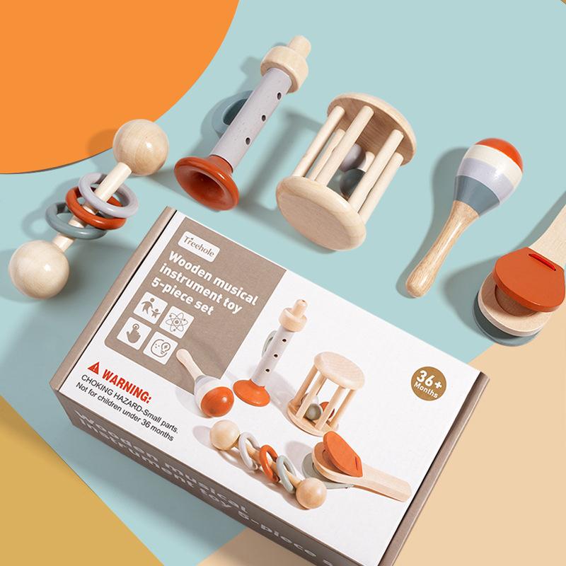 5Pcs Baby Musical Instruments Sensory Rattle Toys Early Educational Baby Musical Toys Montessori Toys Birthday Gifts For Kids