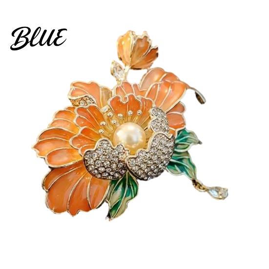 Long-lasting Brooch Women Sparkling Rhinestones Imitation Pearl Flower Shape Lapel