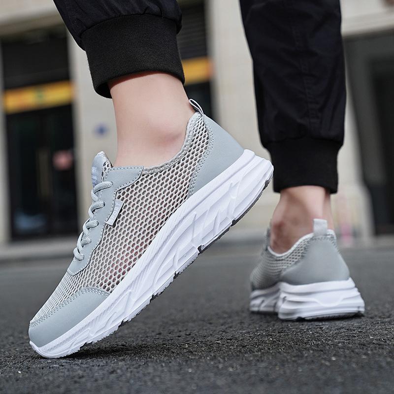 Large Size Men's Shoes Through Holes Mesh Breathable Casual Shoes Summer Light Sports Fashion Running Shoes Size 39-48