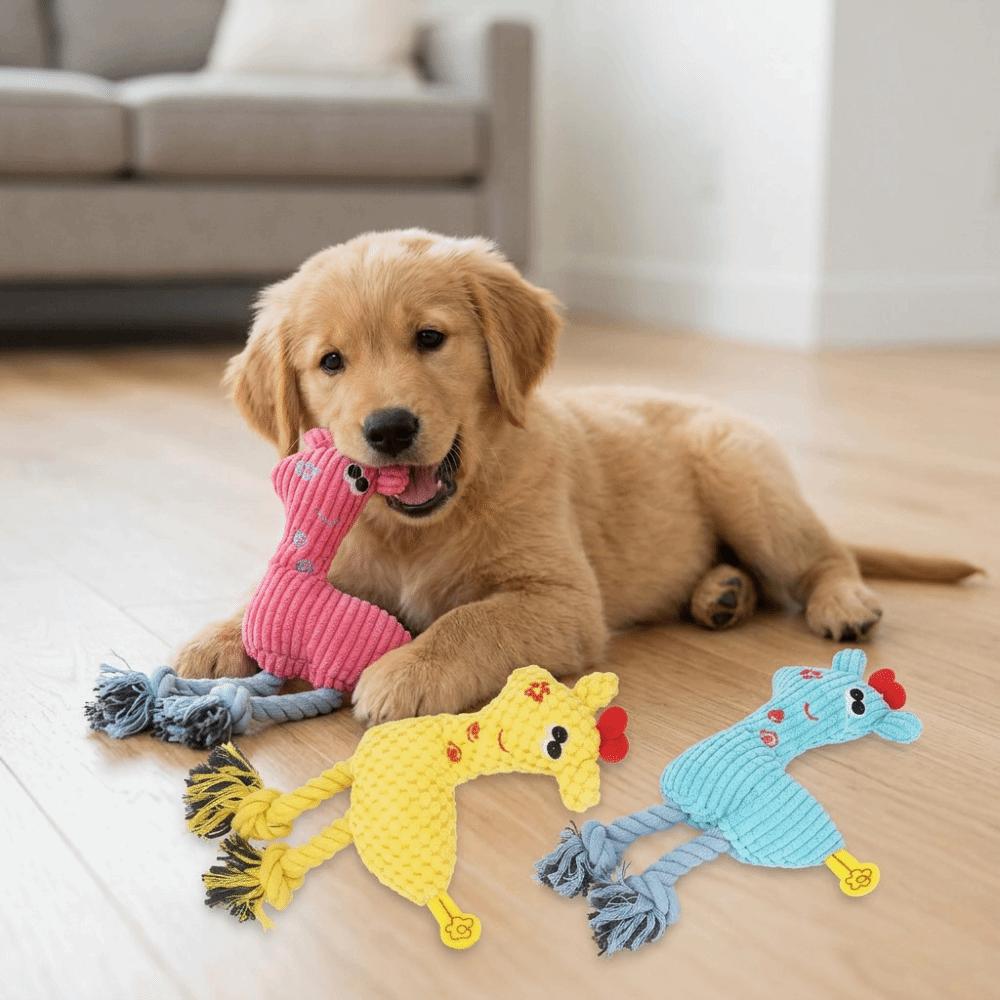Animal Shaped Squeaky Toy Bite Tough Chew Toy Easy Grip Dog Toy  Tugging Game синий
