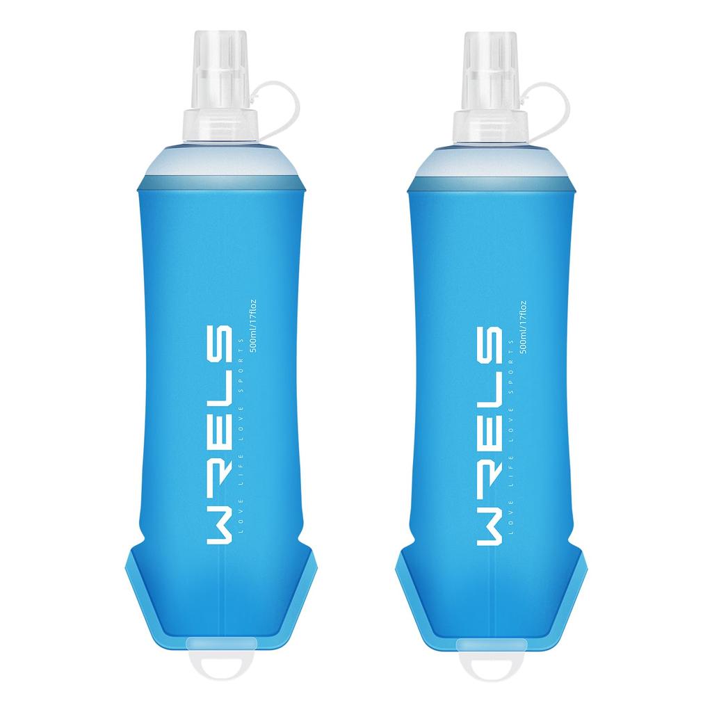 Soft Flask Running Hydration Water for Trail with Dustproof Cap x Bottle, 500ml/350ml/200ml, Bottle, Foldable, Marathons, Running, Hiking, Jogging,