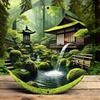 Dó Sustenido pc Arte de Parede de Jardim Zen Japonês x cm Placa Redonda de Metal com Cena de Cascata e Lanterna Resistente às Intempéries