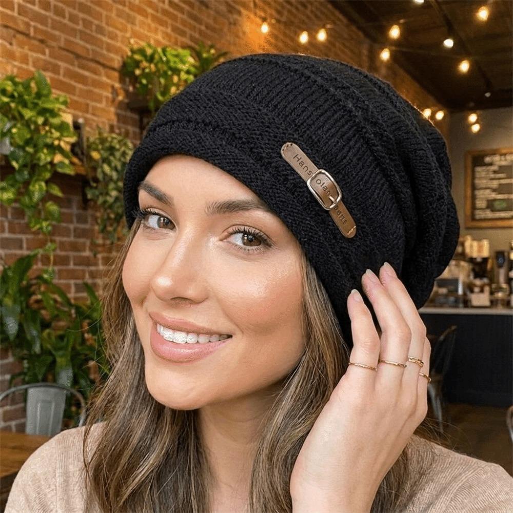 Warm Slouchy Beanie Thickly Lined Winter Knit Cap Slouchy Brimless Hat Outdoor