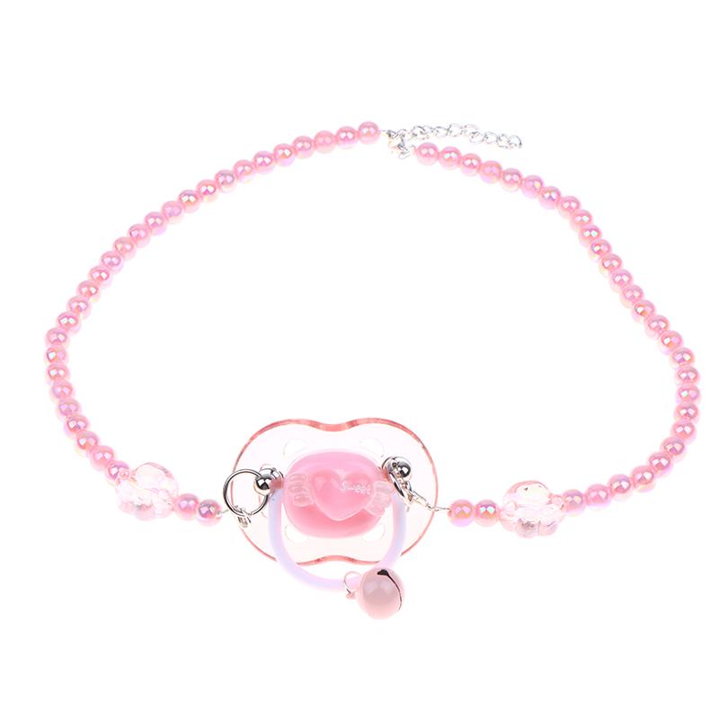 Pacifier Bead Necklace Cute Soft Girl Love Bow Candy Dopamine Lolita Decorative Accessories Couple Gifts