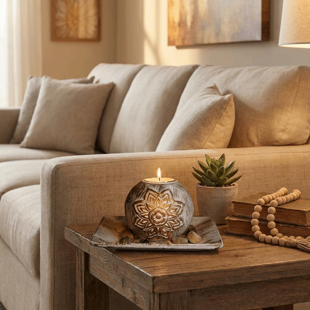 with Tray Tealight Candlestick Wood Wooden Candle Holder Decorative Candlestick Bedroom