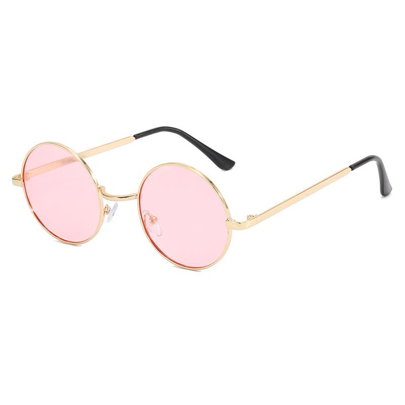Unisex Round Metal Frame Colored Sunglasses - Trendy Ocean-Inspired Shades