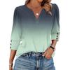 Women V Neck Casual Loose Fit Top Three Quarter Sleeve Blouse Button Cuff Lightweight Soft Fabric Stylish Design