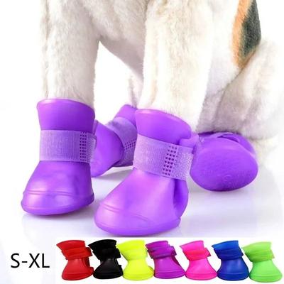 4 pezzi Pet impermeabile Rainshoe antiscivolo stivali di gomma per piccoli, medi e grandi cani gatti scarpe da esterno cane stivaletti accessori per animali domestici