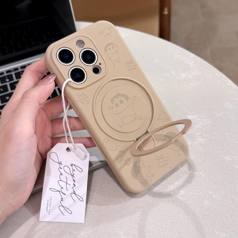 iPhone 17 Pro Max Liquid Cartoon Ring Stand Case with Precise Cutouts and Magnetic Anti-Fall Protection