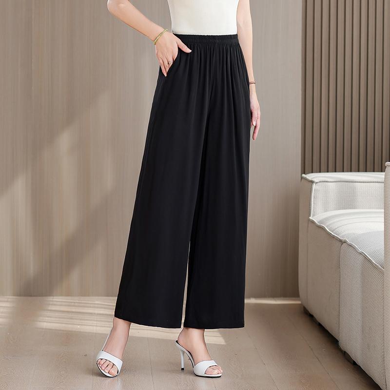 Pantaloni Estivi da Donna Taglie Forti a Vita Alta Larghi Vintage Abbigliamento Elastico in Vita Pantaloni Estivi