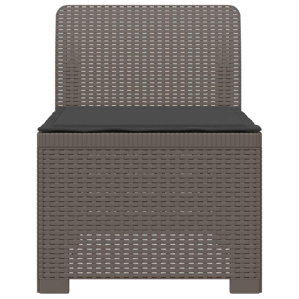1 Seater Garden Sofa with Cushions Rattan Look PP Light Gray