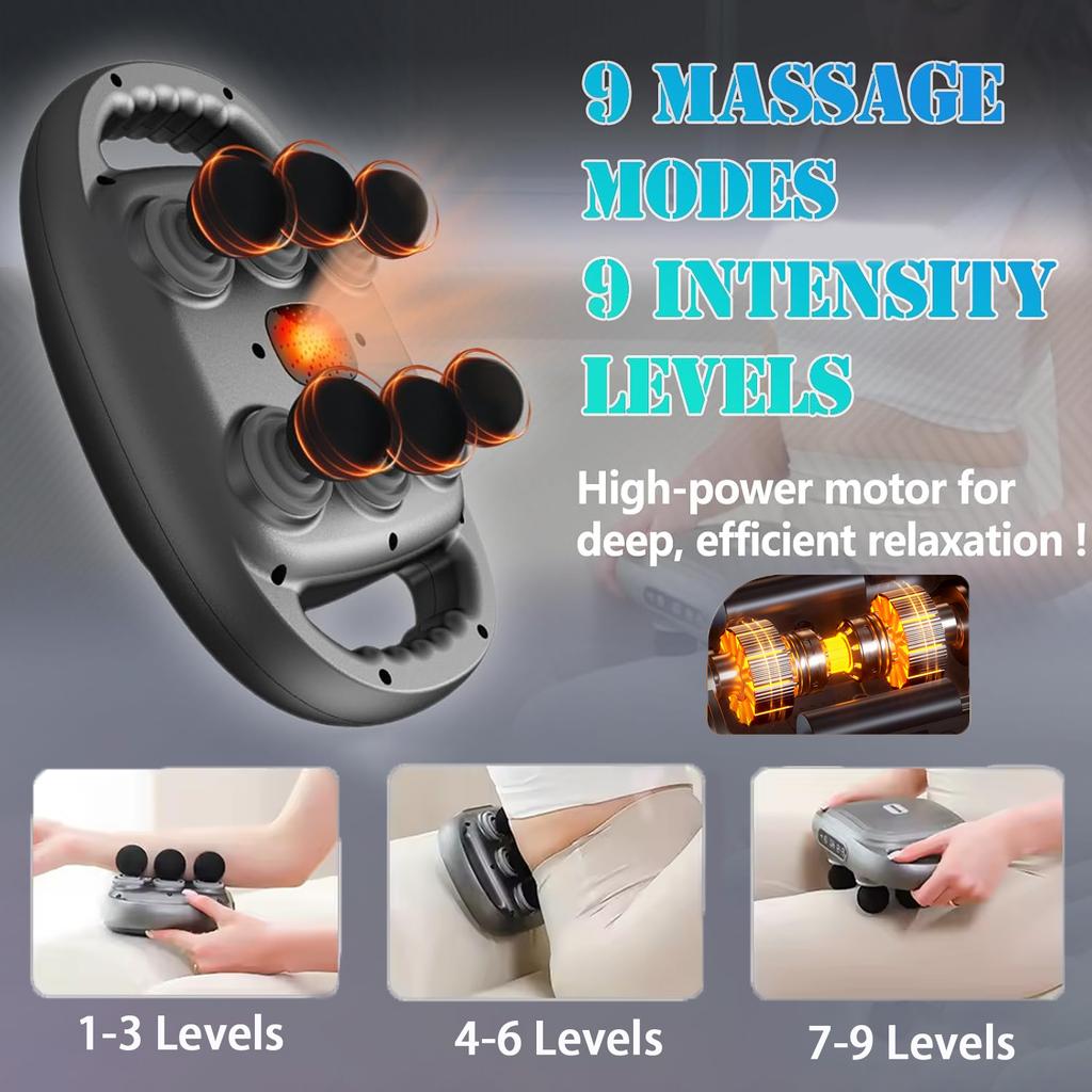 Six-Head Fascia Massager Vibrates Waist Back Shoulder Calf Body Massager Fat Burner Slim Relax Muscle Fitness USB Charging