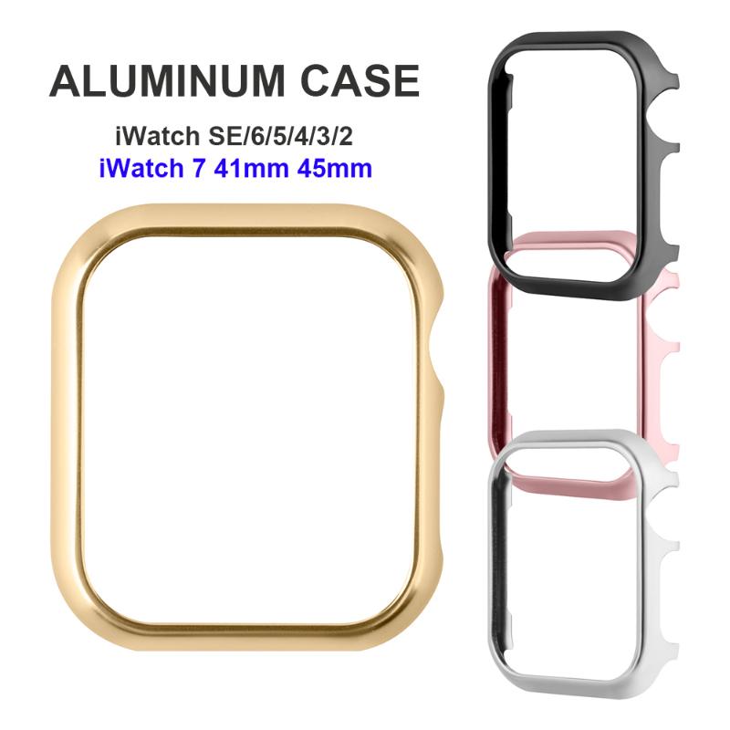 

Аксессуары для корпуса Apple Watch 45 мм 44 мм, металлический бампер, защитная крышка, рамка iWatch SE Series 7/6/5/4, чехлы из алюминия, золота