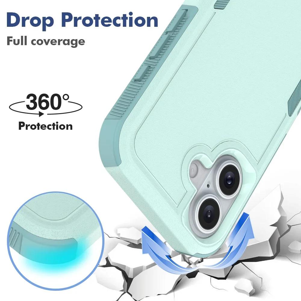 Capa de Celular à Prova de Choque com Proteção de Duas Camadas Para iPhone 16 15 11 12 13 14 Pro Max X S XR Luxuosa Armadura Contrastante Capa Anti-Queda