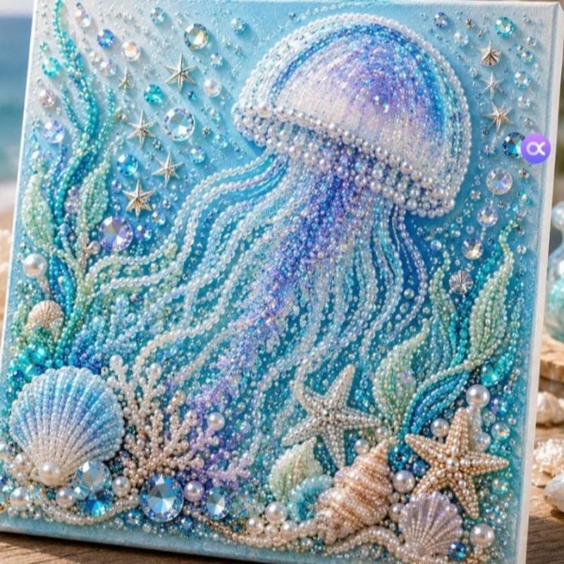 Kit de Arte con Perlas Tema Fantasma/Océano Kit de Pintura con Perlas Diy Kit de Arte con Diamantes Oceánicos Para Adultos y Principiantes Decoración de Pared Costera Brillante