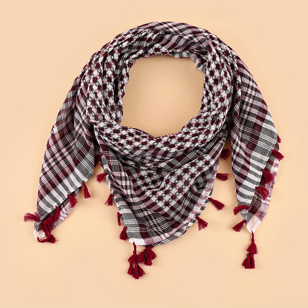 Multiuse Arafat Hijab Scarf Jacquard Shawl Scarf Adult Desert Arab Shemagh Headscarf Arabian Dubai Saudi Head Covering