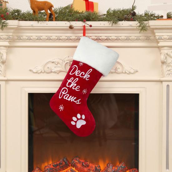 Christmas Stockings 19 Inch Large Embroidered Xmas Stockings with Plush Cuff Fireplace Hanging Ornament for Holiday Party Decoration