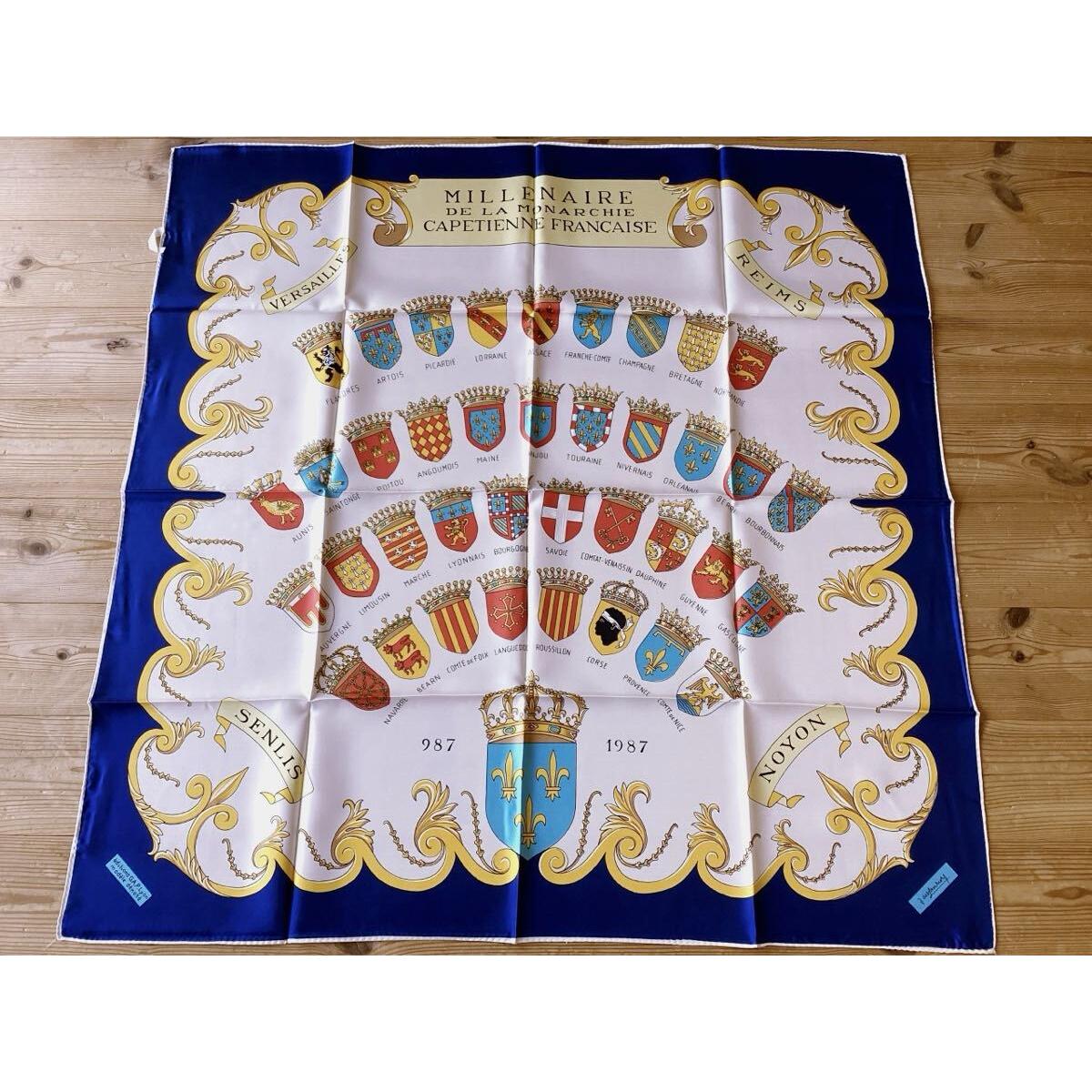 Used [Philippe ledoux] Hermes/Carre Designer Vintage Large Scarf 100% Silk Made in France