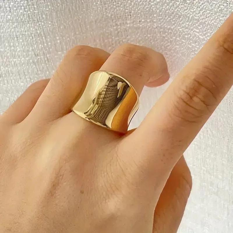 

Creative Female Cold Wind Ring Simple Irregular Smooth Electroplated Embossing Closed Design Unique Accessory 10