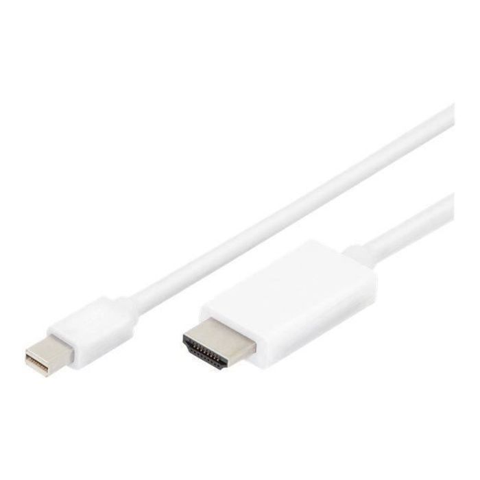 ASSMANN Câble Vidéo-audio DisplayPort - HDMI Mini DisplayPort (M) Pour HDMI (M) 2 M Triple Blindage Blanc Moulé, Support 4K