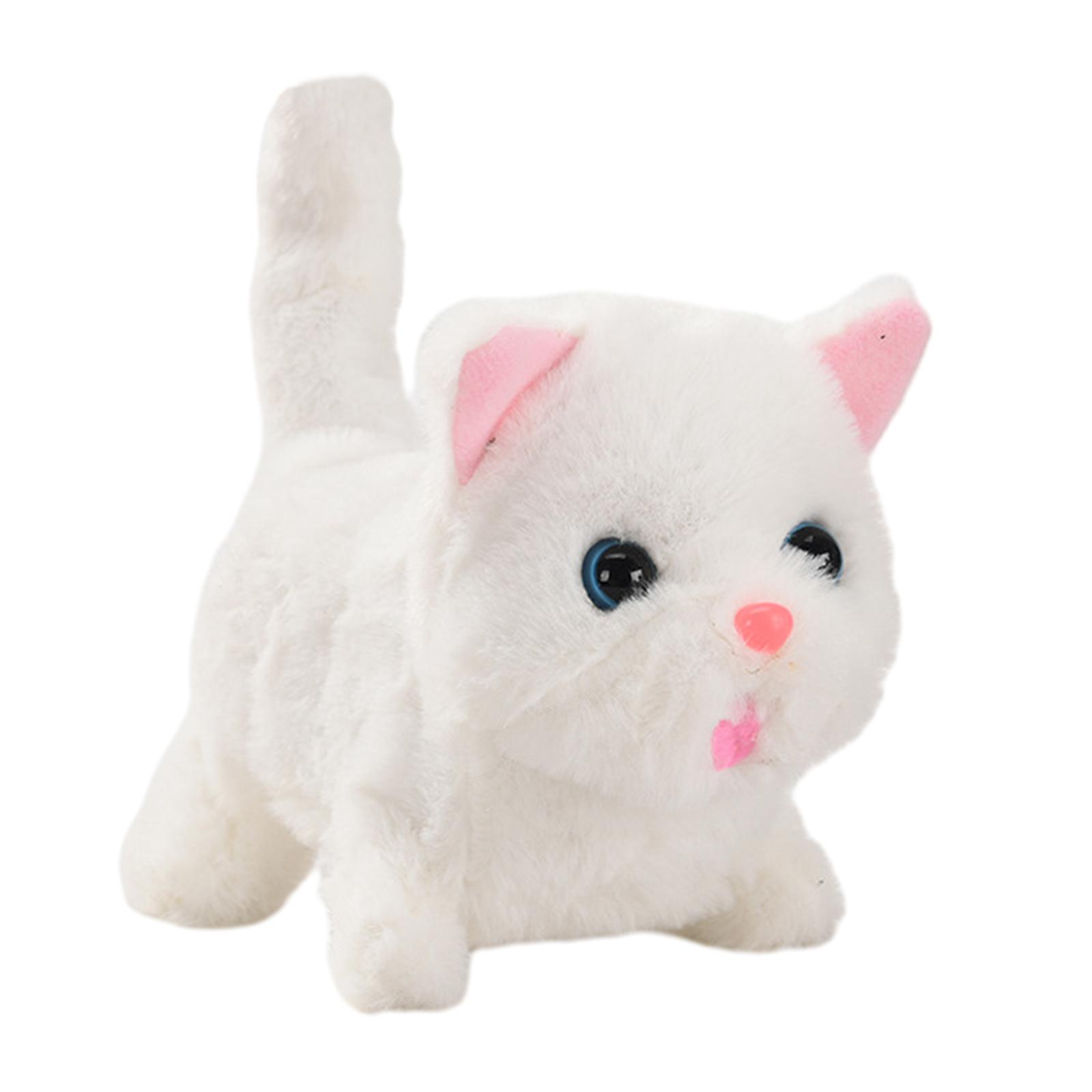 

Мяукающая и ходящая электрическая игрушка для кошек, интерактивный плюшевый питомец, реалистичная мягкая игрушка, подарки на день рождения для мальчиков и девочек белый