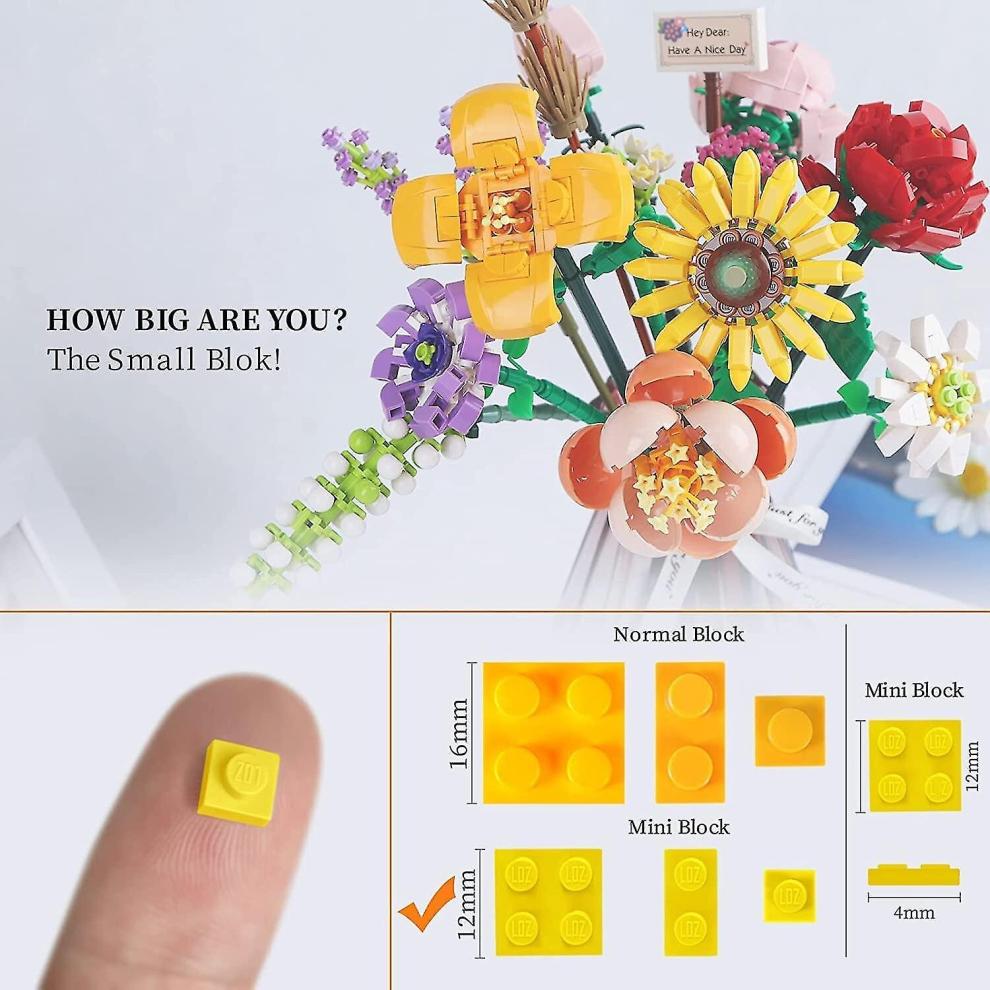 Mini Rose Flower Bouquet Building Sets, Artificial Flowers, Diy Unique Decoration Home, Botanical Collection 547 Pcs Not Compatible With Lego (lavende