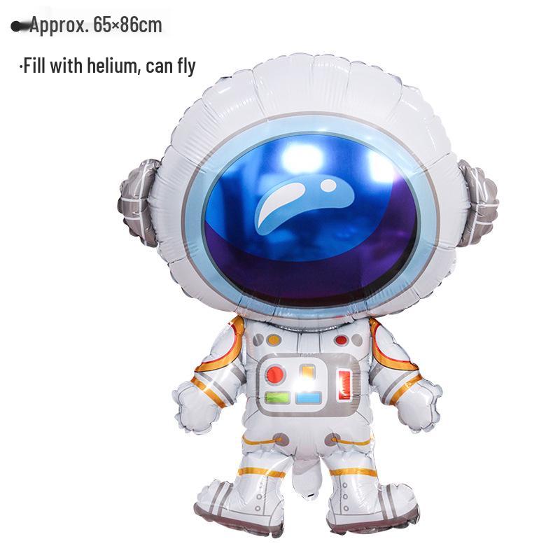 Large Space-Themed Cartoon Balloon Set: Astronaut, Spaceship, Sci-Fi, Anime Party Decorations