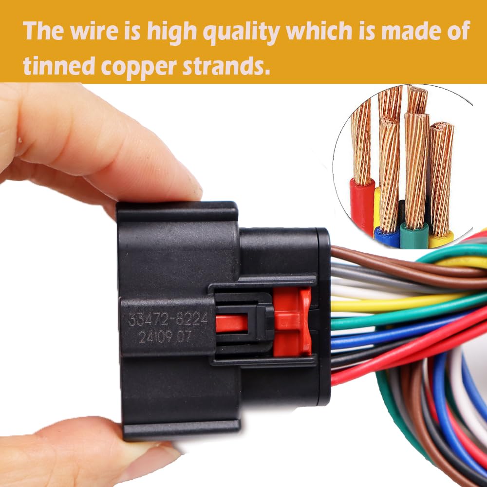 2Pcs 16 Pin Headlights Connector Compatible with Ford Mustang | 2015-2023 JR3Z-13008-B Pigtail Harness Plug