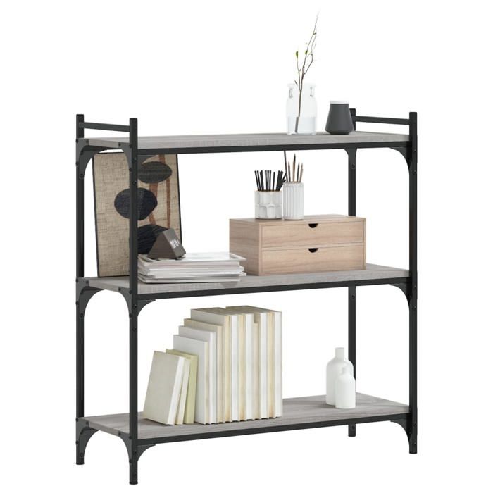 VidaXL Bibliothèque 3 niveaux sonoma gris 80x30x86cm bois d'ingénierie 837670