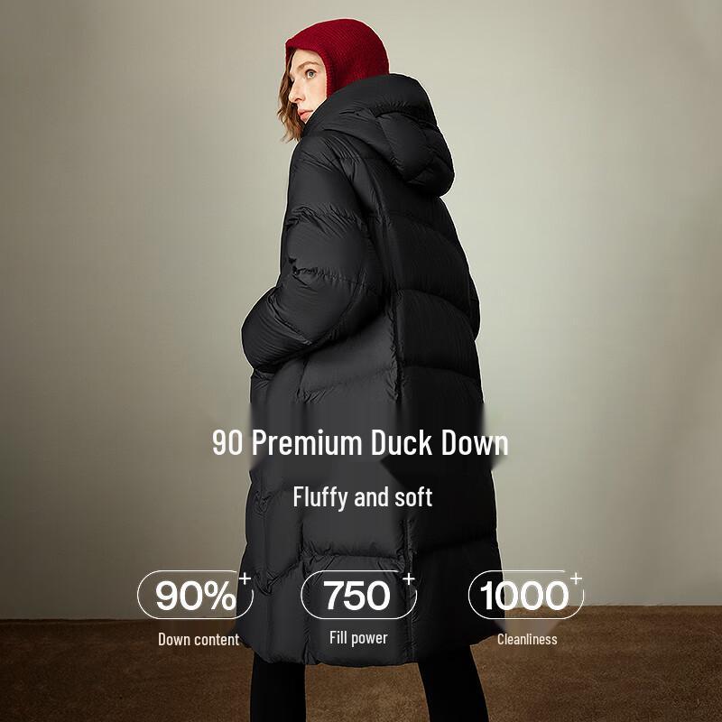 Women's 2025 Winter High-Neck Hooded Long Down Jacket