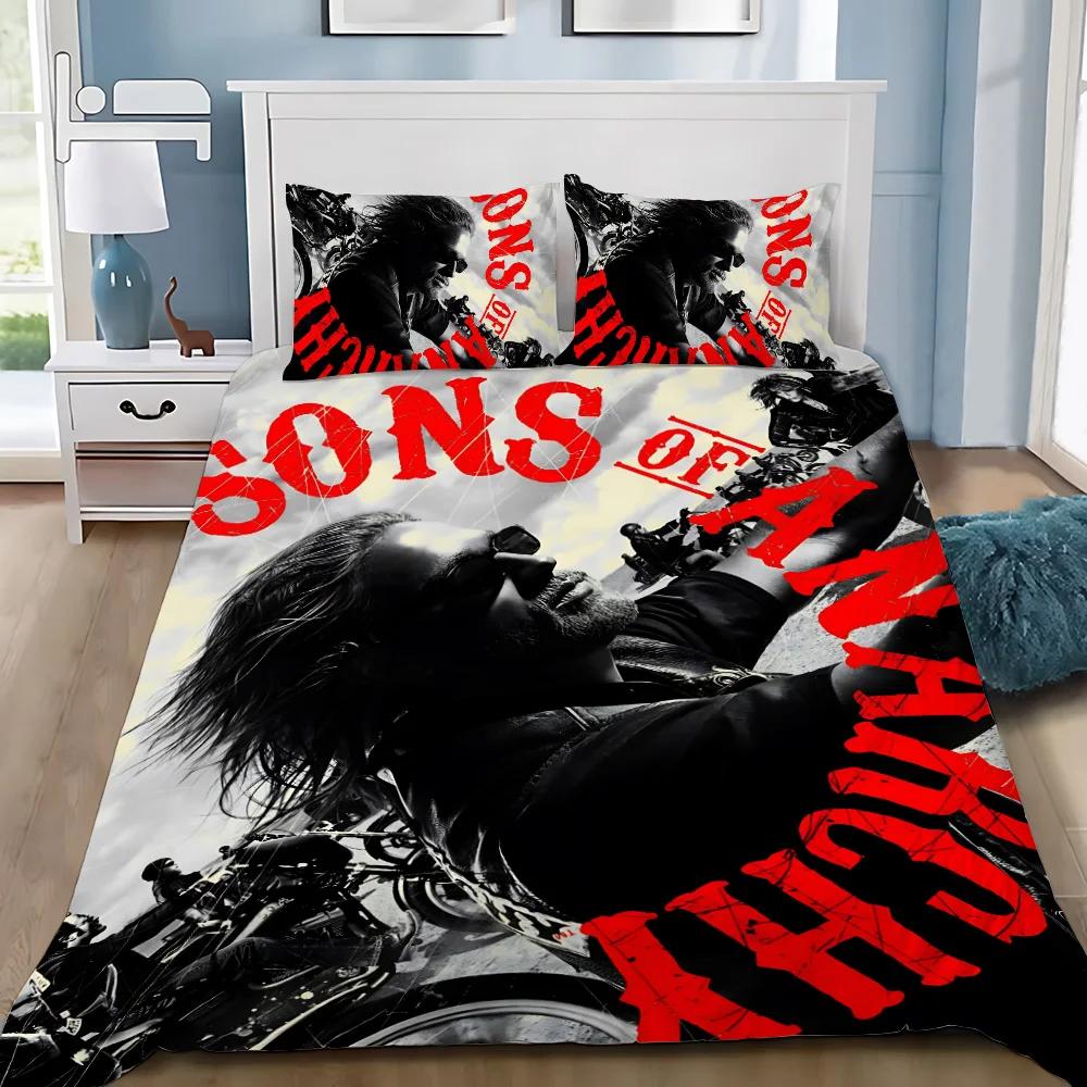Sons of Anarchy Retro Duvet Cover Pillowcase Bedding Set Adult Boy Girl Bedroom Decoration Children Gift Single Double Size