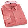 Spring Trend Cotton and Linen Pocket Shirt, Fashionable Solid Color Men's Cardigan, Long Sleeved Japanese Square Neck Casual Cotton and Linen Shirt