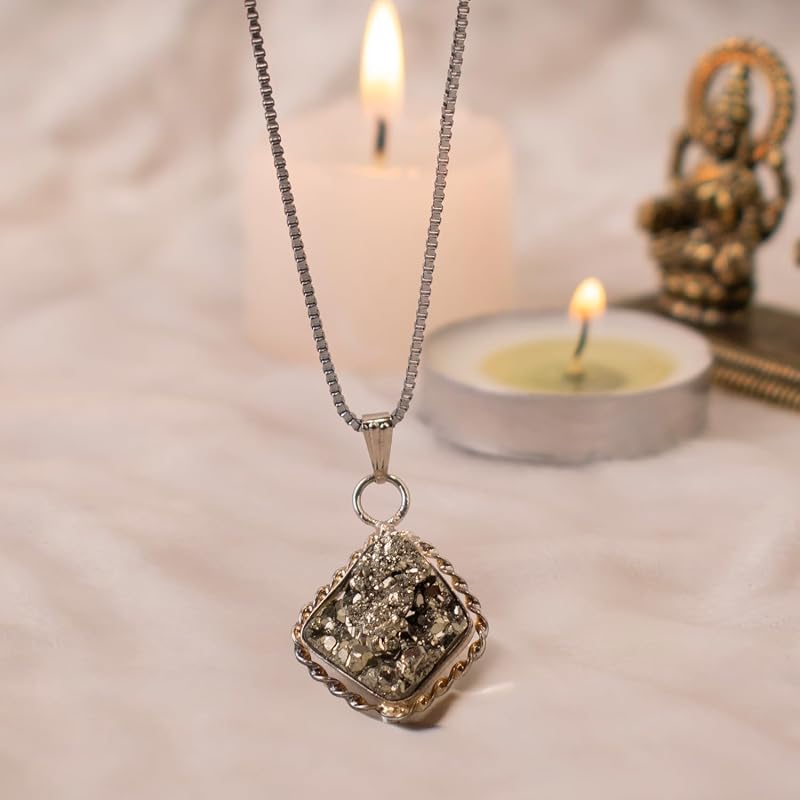 Astrotalk Raw Pyrite Pendant | Stone of Wealth, Confidence & Clarity | Pyrite Pendant for Women | Best Gift Items for Wo