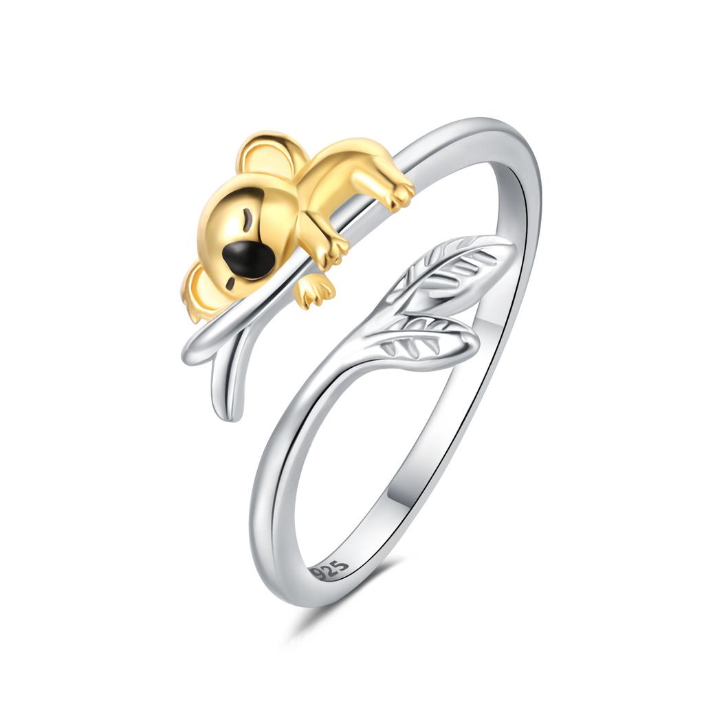 925 Sterling Silver Rabbits Pandas Animals Opening Rings for Women Adjustable Finger Ring Girl Personality Jewelry Party Gifts 2025