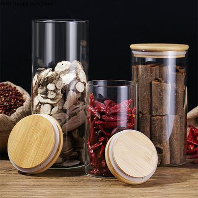Ahşap Kapaklı Cam Saklama Kavanozu Sızdırmaz Kavanoz Şeffaf Cam Kavanozlar Saklama Şişesi Gıda Düzenleyici Çay Kutusu Saklama Kabı Çay Kutusu